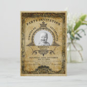 Invitation 60e anniversaire Vintage Retro Photo Surprise Part (Debout devant)