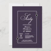 Invitation 60e anniversaire violet avec White Frame Party (Devant)