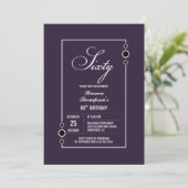 Invitation 60e anniversaire violet avec White Frame Party (Debout devant)