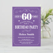 Invitation 60e anniversaire violet et blanc (Debout devant)