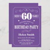 Invitation 60e anniversaire violet et blanc (Devant / Derrière)
