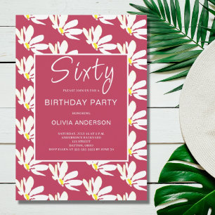 Invitation 60e anniversaire White Floral Daisy