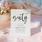 Invitation 60e B&W Anniversaire de fête Typographie de script