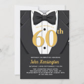 Invitation 60e événement d'anniversaire Black and Gold Tuxedo (Devant)