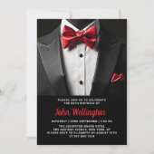Invitation 60e événement d'anniversaire Black and Red Tuxedo (Devant)