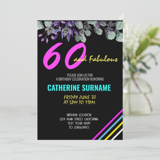 Invitation 60e Fabuleuse fête d'anniversaire (Debout devant)
