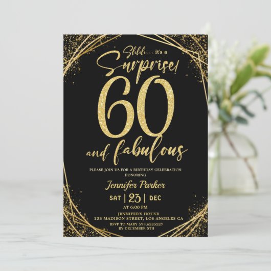 Invitation 60e fête d'anniversaire 60 fabuleuse Parties scint (Debout devant)
