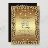 Invitation 60e, fête d'anniversaire 60e, Royal Cheetah or noi (Devant / Derrière)