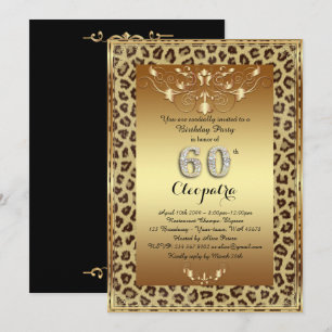 Invitation 60e, fête d'anniversaire 60e, Royal Cheetah or noi