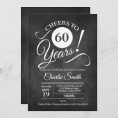 Invitation 60e fête d'anniversaire avec Motif de tableau noir (Devant / Derrière)