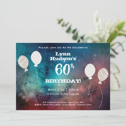 Invitation 60e fête d'anniversaire avec nom (Debout devant)