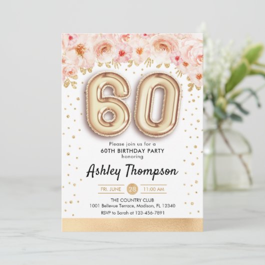 Invitation 60e fête d'anniversaire - Ballons d'or (Debout devant)