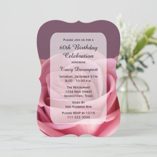 Invitation 60e fête d'anniversaire Beau Rose (Debout devant)