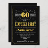 Invitation 60e fête d'anniversaire - Black Gold White (Devant / Derrière)