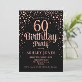 Invitation 60e fête d'anniversaire - Black & Rose Gold (Debout devant)
