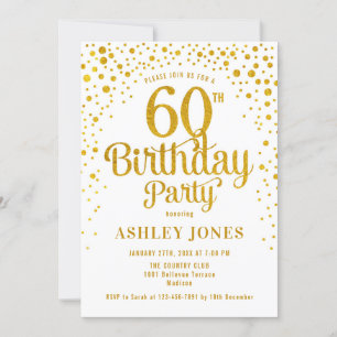 Invitation 60e fête d'anniversaire - Blanc & Or