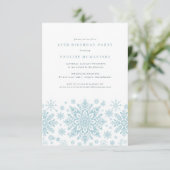 Invitation 60e fête d'anniversaire Blue White Snowflake hiver (Debout devant)