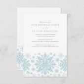 Invitation 60e fête d'anniversaire Blue White Snowflake hiver (Devant / Derrière)