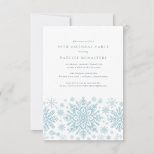 Invitation 60e fête d'anniversaire Blue White Snowflake hiver