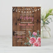 Invitation 60e fête d'anniversaire Bois Fleur Floral Invitati (Debout devant)