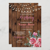 Invitation 60e fête d'anniversaire Bois Fleur Floral Invitati (Devant / Derrière)