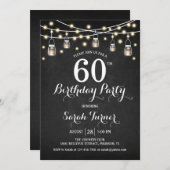 Invitation 60e fête d'anniversaire - Chalkboard (Devant / Derrière)