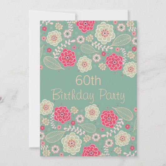 Invitation 60e fête d'anniversaire Chic Funky moderne Floral (Devant)