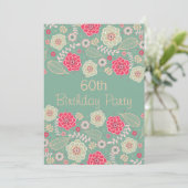 Invitation 60e fête d'anniversaire Chic Funky moderne Floral (Debout devant)
