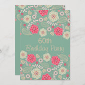 Invitation 60e fête d'anniversaire Chic Funky moderne Floral (Devant / Derrière)