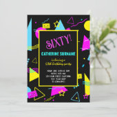 Invitation 60e Fête d'anniversaire colorée rétro (Debout devant)