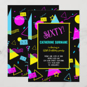 Invitation 60e Fête d'anniversaire colorée rétro (Devant / Derrière)