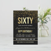 Invitation 60e fête d'anniversaire | Confetti en or chatoyant (Debout devant)