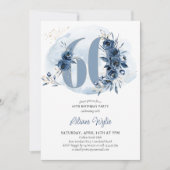 Invitation 60e fête d'anniversaire Côte Bleu Floral Numéro 60 (Devant)