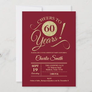 Invitation 60e fête d'anniversaire - Dark Red Gold