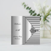 Invitation 60e fête d'anniversaire Elegant Mens Argent Mans (Debout devant)