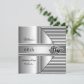 Invitation 60e fête d'anniversaire Elegant Mens Argent Mans 2 (Debout devant)
