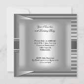 Invitation 60e fête d'anniversaire Elegant Mens Argent Mans 2 (Dos)