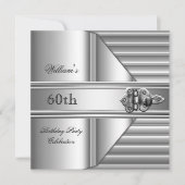 Invitation 60e fête d'anniversaire Elegant Mens Argent Mans 2 (Devant)