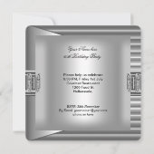 Invitation 60e fête d'anniversaire Elegant Mens Argent Métal (Dos)
