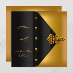 Invitation 60e fête d'anniversaire Elegant Mens Gold Black Ma