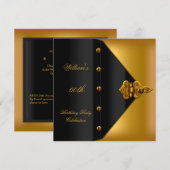 Invitation 60e fête d'anniversaire Elegant Mens Gold Black Ma (Devant / Derrière)