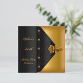 Invitation 60e fête d'anniversaire Elegant Mens Gold Black Ma (Debout devant)