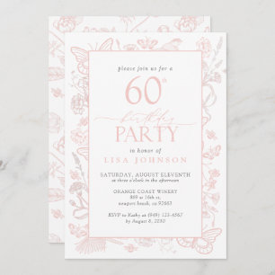 Invitation 60e fête d'anniversaire Feminine Blush rose Floral