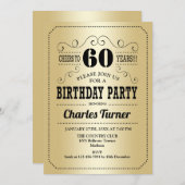 Invitation 60e fête d'anniversaire - Gold Black (Devant / Derrière)