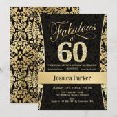 Invitation 60e fête d'anniversaire - Gold Black (Devant / Derrière)
