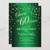 Invitation 60e fête d'anniversaire - Gold Green (Devant / Derrière)