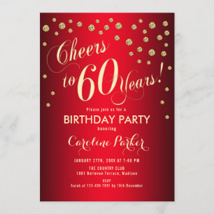 Invitation 60e fête d'anniversaire - Gold Red