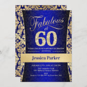 Invitation 60e fête d'anniversaire - Gold Royal Blue (Devant / Derrière)