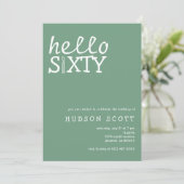 Invitation 60e fête d'anniversaire Hello Sixty Modern Sage Gr (Debout devant)
