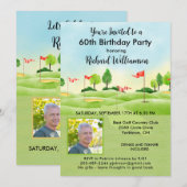 Invitation 60e Fête d'anniversaire Homme Photo Golf (Devant / Derrière)